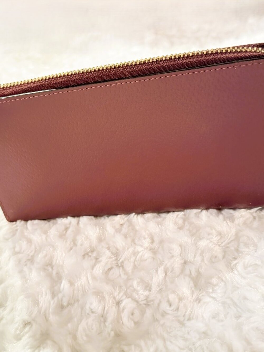 Kate Spade New York Double Zip Wristlet Wallet Burgandy Pebble Leather - Picture 3 of 11